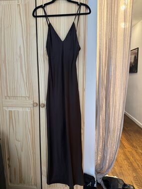 Zara Satin Slip Maxi Dress - Brown